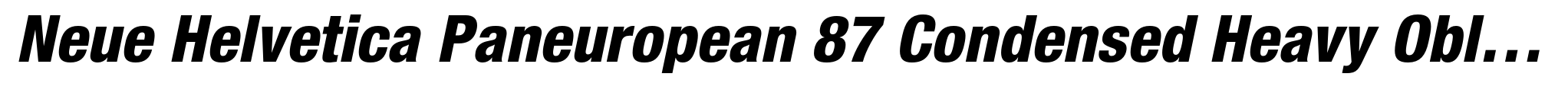 Neue Helvetica Paneuropean 87 Condensed Heavy Oblique image